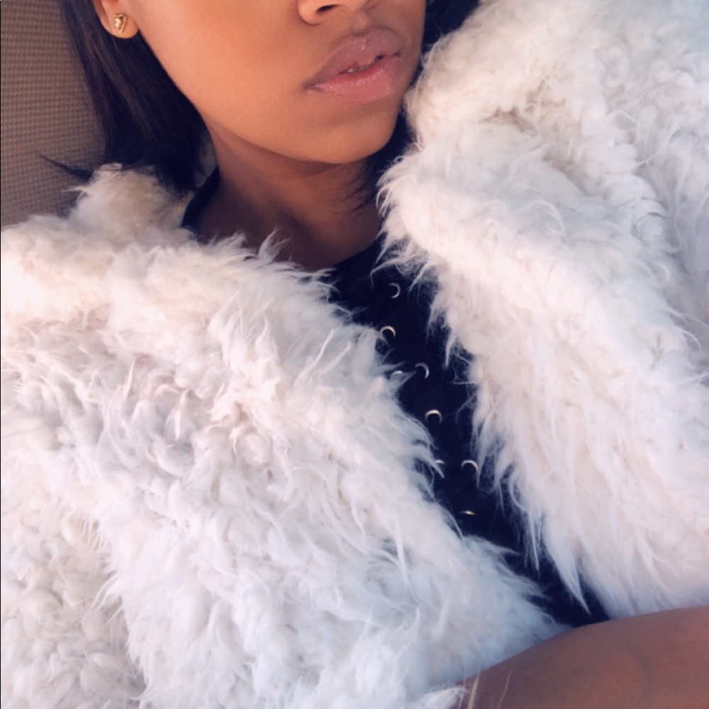 White Faux fur jacket